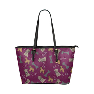 Soft Coated Wheaten Terrier Pattern Leather Tote Bag/Small - TeeAmazing