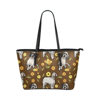English Setter Flower Leather Tote Bag/Small - TeeAmazing