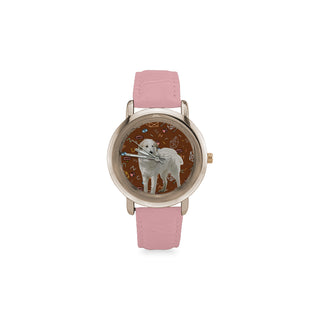 Great Pyrenees Dog Women's Rose Gold Leather Strap Watch - TeeAmazing