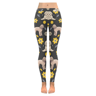 Goldendoodle Flower Low Rise Leggings (Invisible Stitch) (Model L05) - TeeAmazing