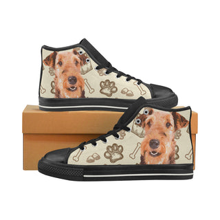 Airedale Terrier Black Women's Classic High Top Canvas Shoes - TeeAmazing