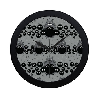 Totoro Pattern Black Circular Plastic Wall clock - TeeAmazing