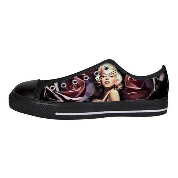 Marilyn Monroe Princess Crown Black Canvas Sneakers for newest Women