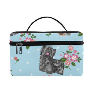 Skye Terrier Flower Cosmetic Bag/Large - TeeAmazing