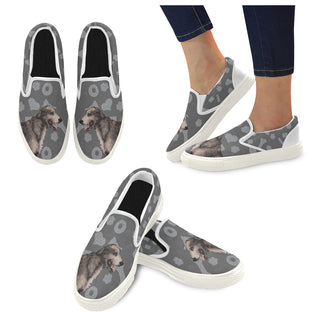 Irish Wolfhound Dog White Women's Slip-on Canvas Shoes - TeeAmazing