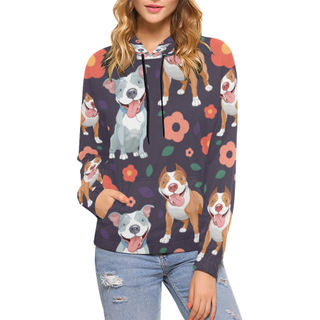 Pit bull Flower All Over Print Hoodie for Women (USA Size) (Model H13) - TeeAmazing