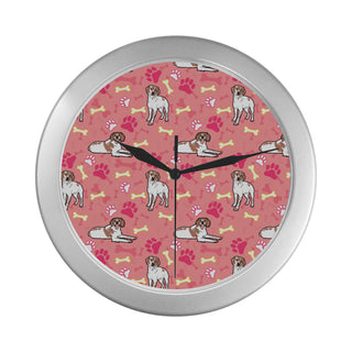 Brittany Spaniel Pattern Silver Color Wall Clock - TeeAmazing