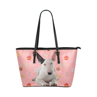 Bull Terrier Dog Leather Tote Bag/Small - TeeAmazing
