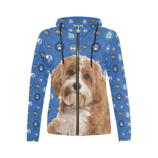 Cavapoo Dog All Over Print Full Zip Hoodie for Women - TeeAmazing