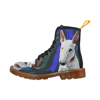 Bull Terrier Painting Black Boots For Men - TeeAmazing