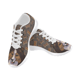 Shetland Sheepdog Dog White Sneakers Size 13-15 for Men - TeeAmazing