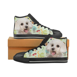 Maltipoo Black High Top Canvas Women's Shoes/Large Size - TeeAmazing