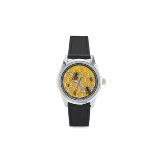 Bee Pattern Kid's Stainless Steel Leather Strap Watch - TeeAmazing