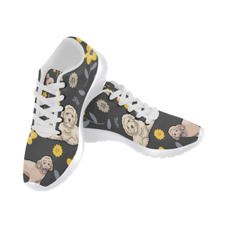 Goldendoodle Flower White Sneakers for Women - TeeAmazing
