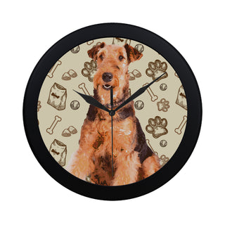 Airedale Terrier Black Circular Plastic Wall clock - TeeAmazing