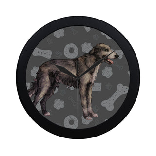 Irish Wolfhound Dog Black Circular Plastic Wall clock - TeeAmazing
