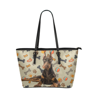 Doberman Dog Leather Tote Bag/Small - TeeAmazing