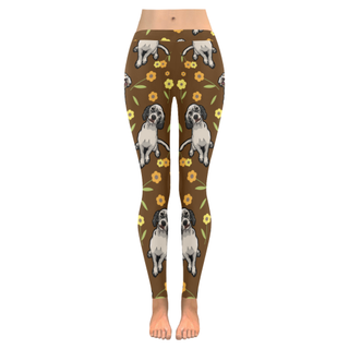 English Setter Flower Low Rise Leggings (Invisible Stitch) (Model L05) - TeeAmazing