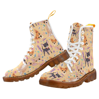 Chihuahua Flower White Martin Boots For Men Model 1203H - TeeAmazing