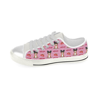 Papillon Pattern White Low Top Canvas Shoes for Kid - TeeAmazing