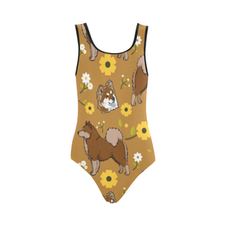 Eurasier Flower Vest One Piece Swimsuit (Model S04) - TeeAmazing