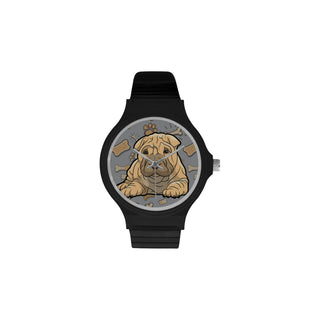 Shar Pei Dog Unisex Round Plastic Watch - TeeAmazing