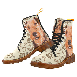 Airedale Terrier Black Boots For Women - TeeAmazing