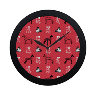 Great Dane Pattern Black Circular Plastic Wall clock - TeeAmazing