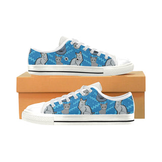 Russian Blue White Low Top Canvas Shoes for Kid - TeeAmazing