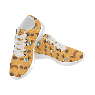 Dachshund Pattern White Sneakers for Women - TeeAmazing