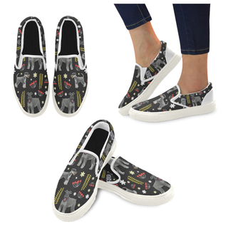 Miniature Schnauzer Flower White Women's Slip-on Canvas Shoes - TeeAmazing