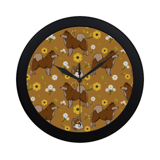 Eurasier Flower Black Circular Plastic Wall clock - TeeAmazing