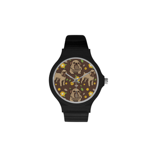 Brussels Griffon Flower Unisex Round Plastic Watch(Model 302) - TeeAmazing