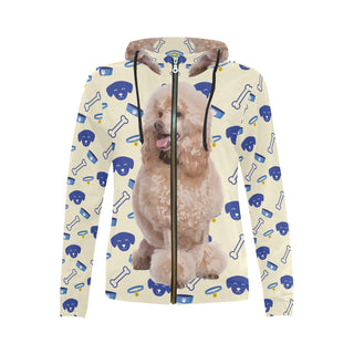 Poodle Dog All Over Print Full Zip Hoodie for Women - TeeAmazing