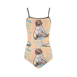 Brittany Spaniel Flower Strap Swimsuit ( Model S05) - TeeAmazing