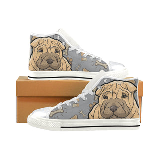 Shar Pei Dog White High Top Canvas Shoes for Kid - TeeAmazing