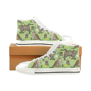 American Bobtail White High Top Canvas Shoes for Kid - TeeAmazing