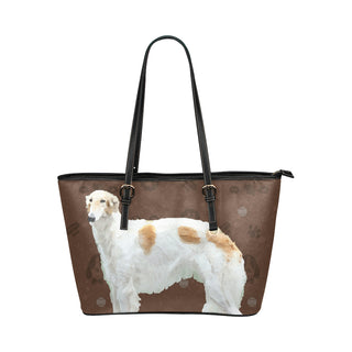 Borzoi Dog Leather Tote Bag/Small - TeeAmazing