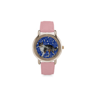 Collie Dog Women's Rose Gold Leather Strap Watch - TeeAmazing