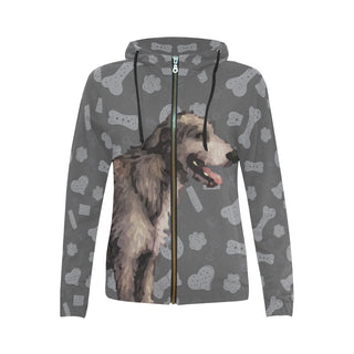 Irish Wolfhound Dog All Over Print Full Zip Hoodie for Women - TeeAmazing