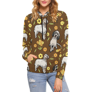 English Setter Flower All Over Print Hoodie for Women (USA Size) (Model H13) - TeeAmazing