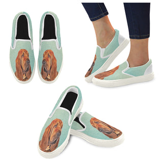 Bloodhound Lover White Women's Slip-on Canvas Shoes - TeeAmazing