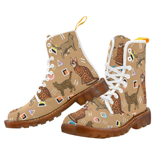 Bengal Cat White Boots For Men - TeeAmazing