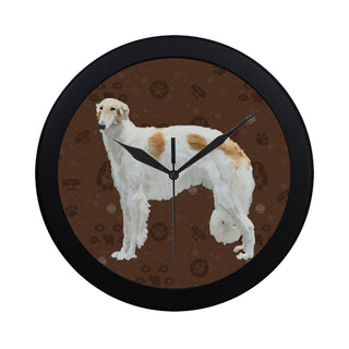 Borzoi Dog Black Circular Plastic Wall clock - TeeAmazing