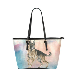 German Shepherd Water Colour No.1 Leather Tote Bag/Small - TeeAmazing