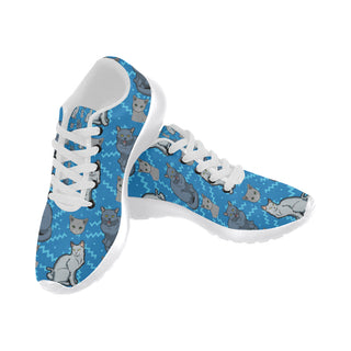 Russian Blue White Sneakers for Women - TeeAmazing