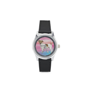 Jack Russell Terrier Water Colour No.1 Kid's Stainless Steel Leather Strap Watch - TeeAmazing