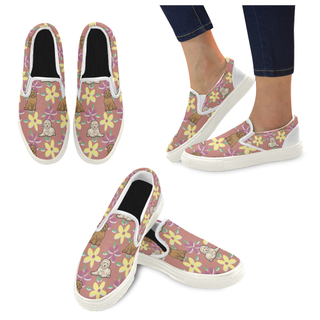 Labradoodle Flower White Women's Slip-on Canvas Shoes - TeeAmazing