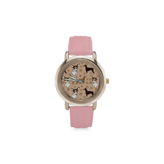 Manchester Terrier Women's Rose Gold Leather Strap Watch - TeeAmazing