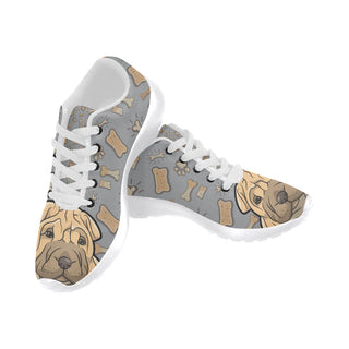 Shar Pei Dog White Sneakers Size 13-15 for Men - TeeAmazing
